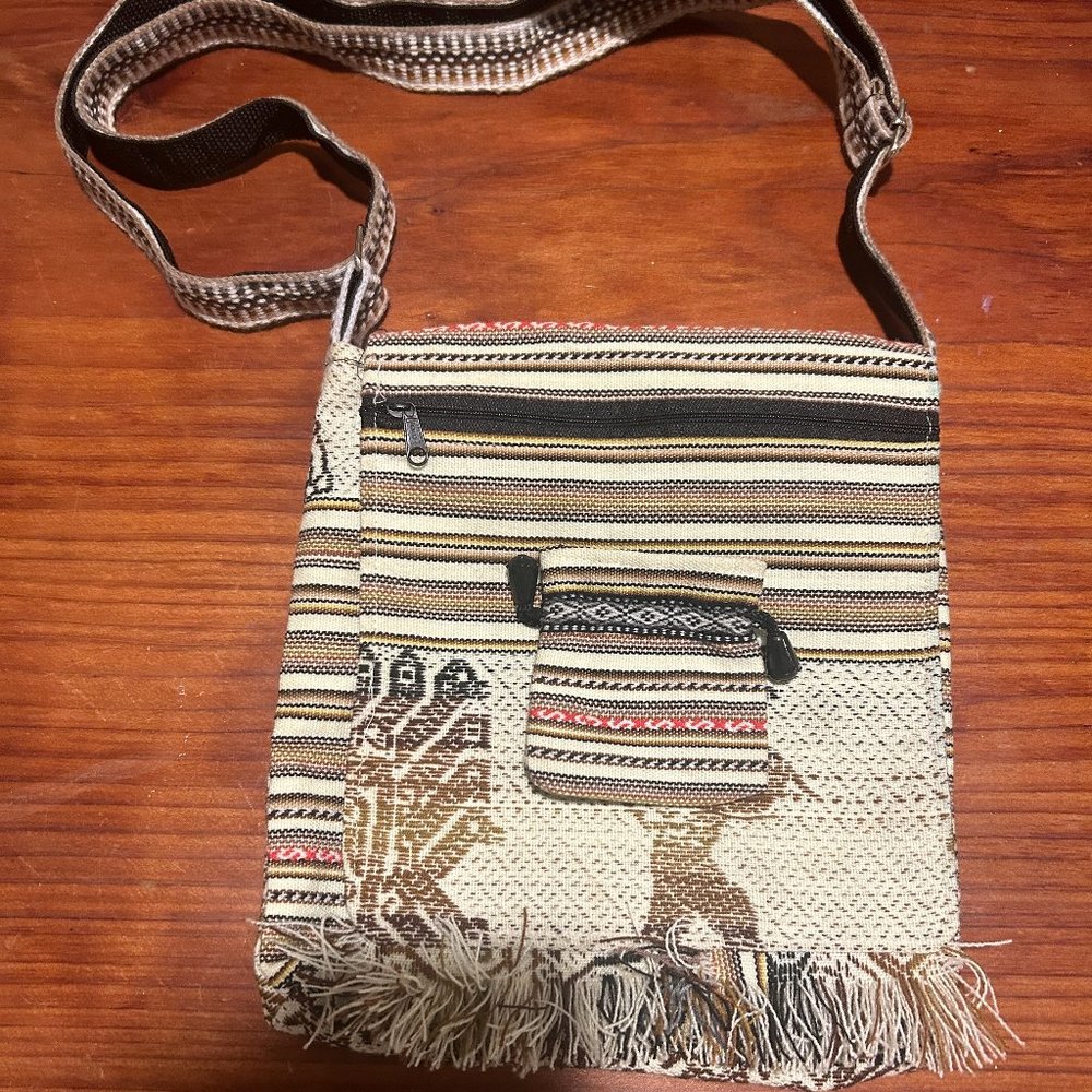Authentic Stripe Knit Cross Body-Bag Made in Mexico Summer Boho